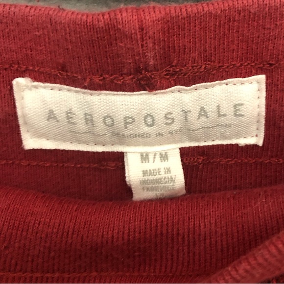 Aeropostale Men’s Heathered Fleece Joggers Sweatpants Maroon Red Black Medium - Picture 7 of 11